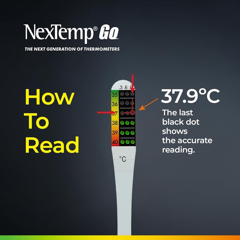 NEXTEMP ® Go - Ready When You are - Single-Use Disposable Thermometers - Results in Seconds, for Work, Home, & Travel (12-Pack (Celsius)) - Image 4